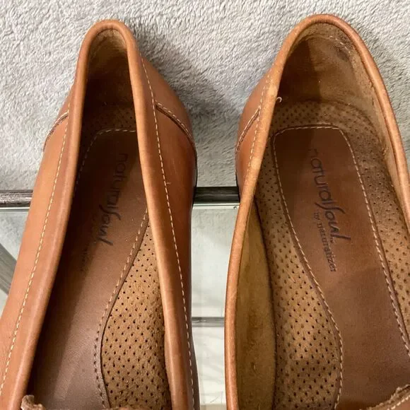 Natural Soul Leather Driving comfort boat Shoes Women 9M Tan moccasin braided - Picture 3 of 14